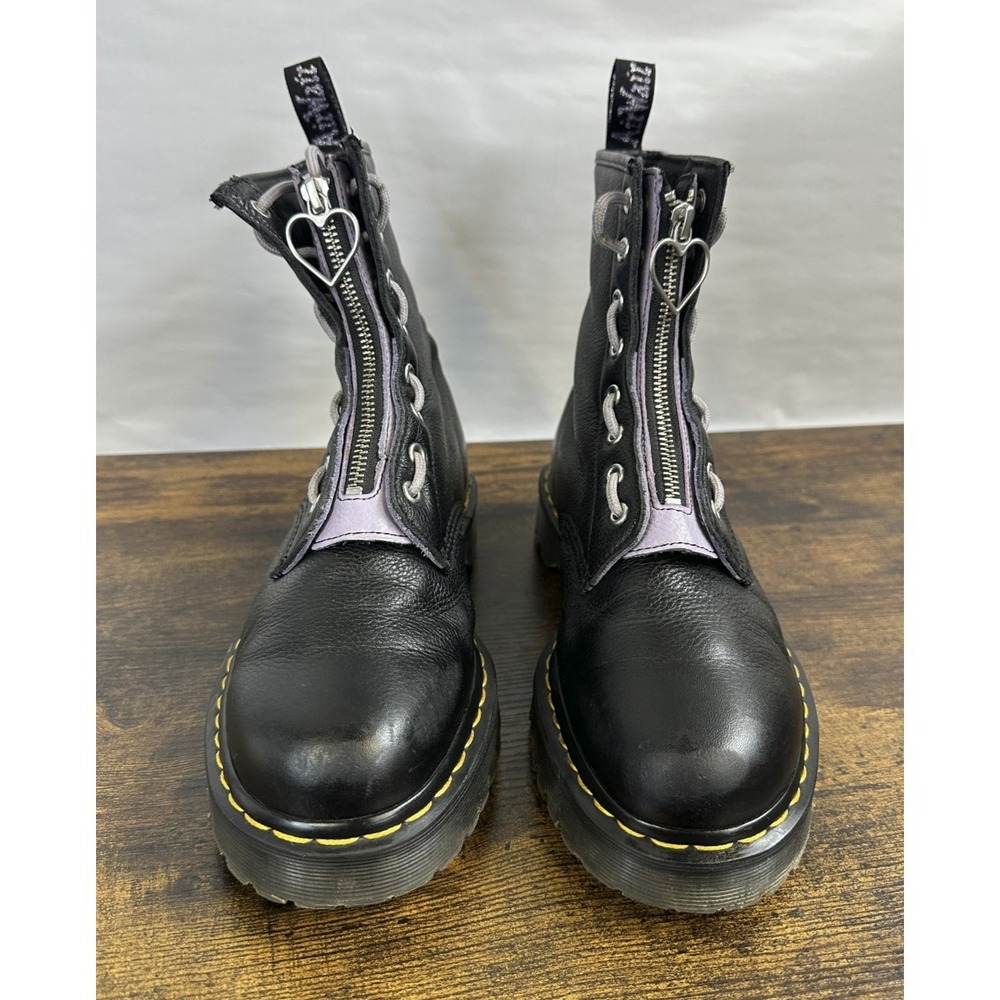 Dr Martens 1460 Zip Heart Black Purple Lace up Combat Boots Goth Punk Grunge 10 - Picture 5 of 16